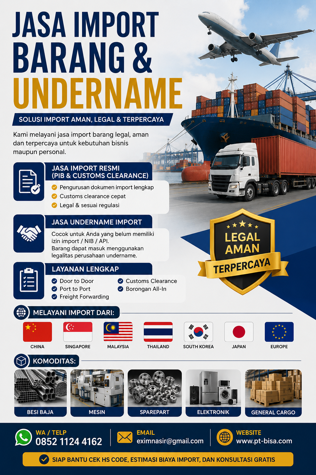 jasa import barang &  undername pi besi baja